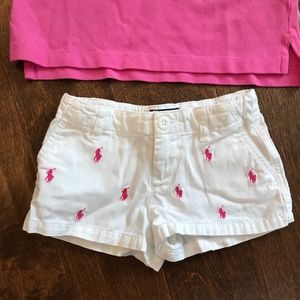 Polo white shorts with polo top size 5 girls